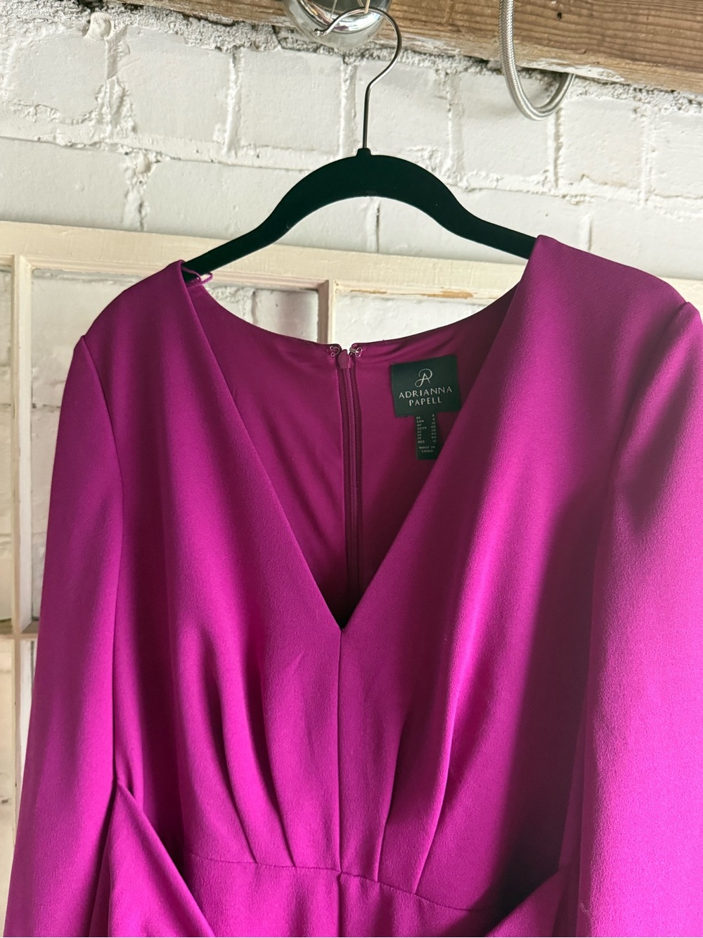 Adrianna Papell: Pink Long-Sleeve Jumpsuit with Front Bow - Picture 3 of 8